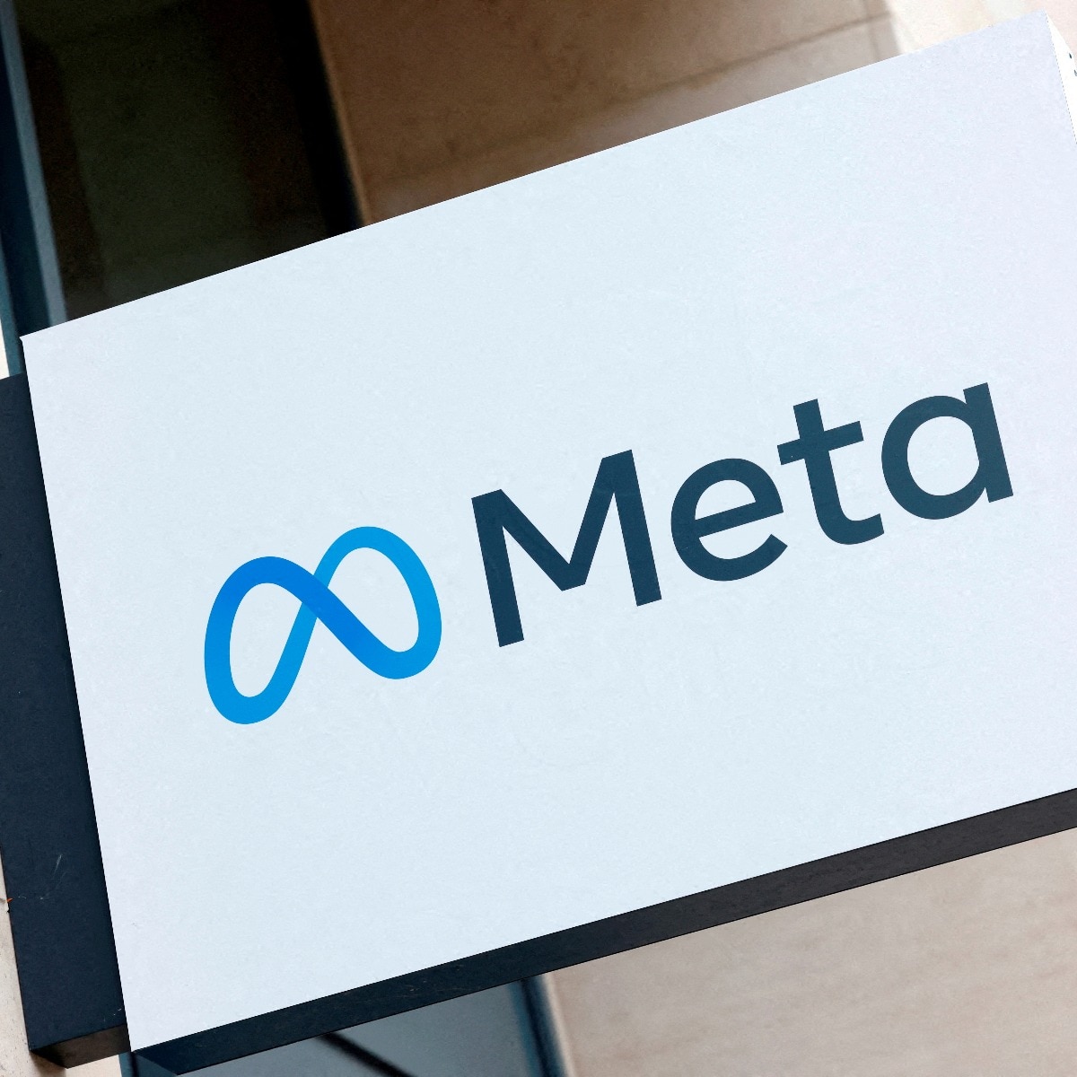 The logo of Meta Platforms' business group is seen in Brussels